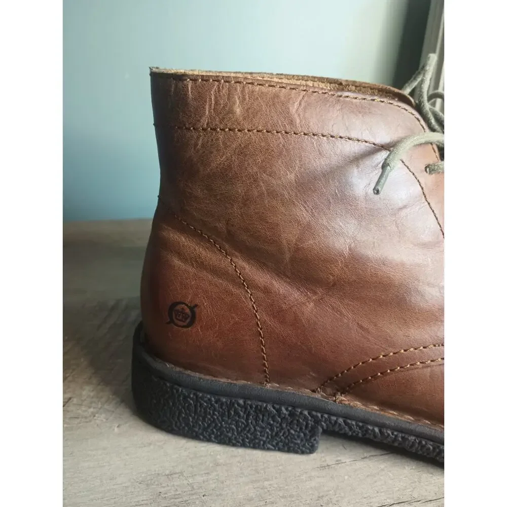 Born Harrison Leather Chukka Boots Mens 10 Oxford Lace Up Cognac Heritage